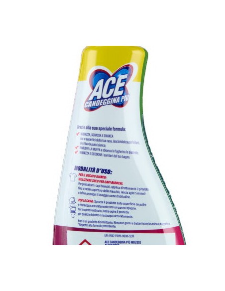 ace +mousse candeggina piu' sgrassatore casa e bucato 690ml - con erogatore: tuttocasashop.live: pulizia e cura della casa