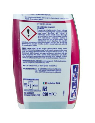 ace +mousse candeggina piu' sgrassatore casa e bucato 690ml - con erogatore: tuttocasashop.live: pulizia e cura della casa