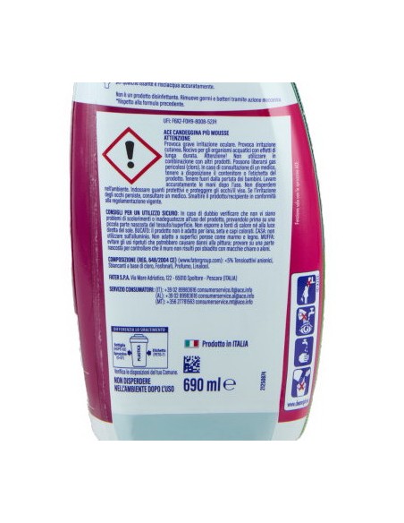 ace +mousse candeggina piu' sgrassatore casa e bucato 690ml - con erogatore: tuttocasashop.live: pulizia e cura della casa
