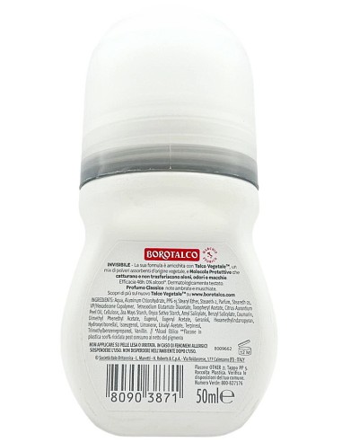 borotalco roberts deodorante roll-on - 50ml - invisibile - talco: tuttocasashop.live: igiene e cura della persona
