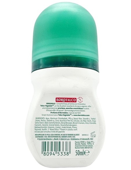 borotalco roberts deodorante roll-on - 50ml - originale - talco: tuttocasashop.live: igiene e cura della persona