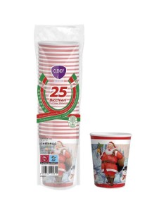 clendy 25 bicchieri in cartoncino da 200cc - decoro natalizio - babbo natale: tuttocasashop.live: carta & monouso