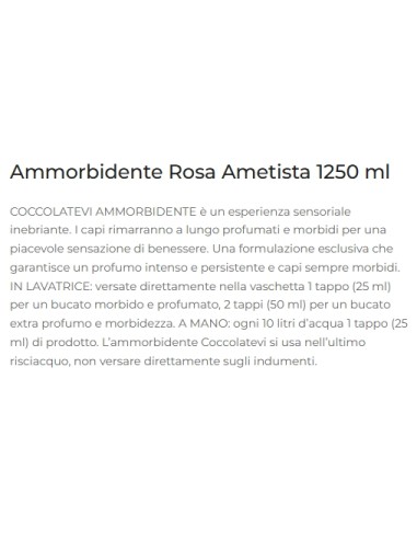 coccolatevi ammorbidente concentrato 50 lavaggi - 1250ml - rosa ametista: tuttocasashop.live: prodotti per bucato e tessuti