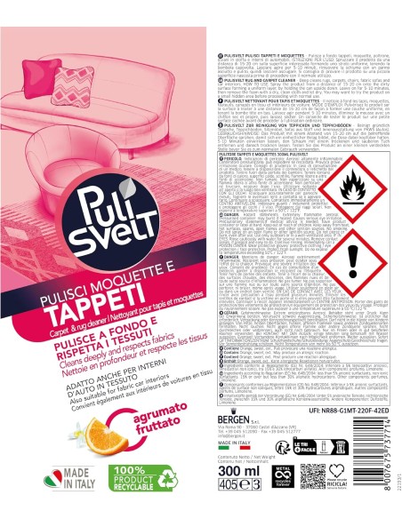 pulisvelt smacchiatore spray schiuma per tappeti e moquet 300ml: tuttocasashop.live: prodotti per bucato e tessuti