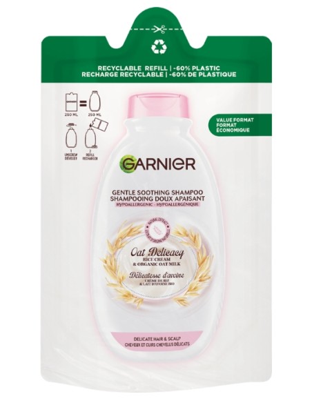 garnier shampoo - ecoricarica 250ml - delicato al latte d'avena: tuttocasashop.live: igiene e cura della persona