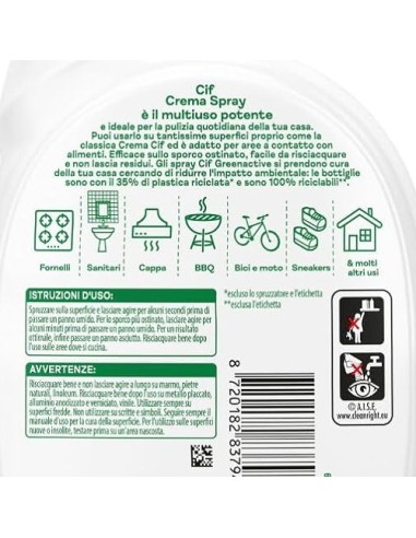 cif crema spray multiuso - 650ml - sporco ostinato - risciacquo facile: tuttocasashop.live: pulizia e cura della casa