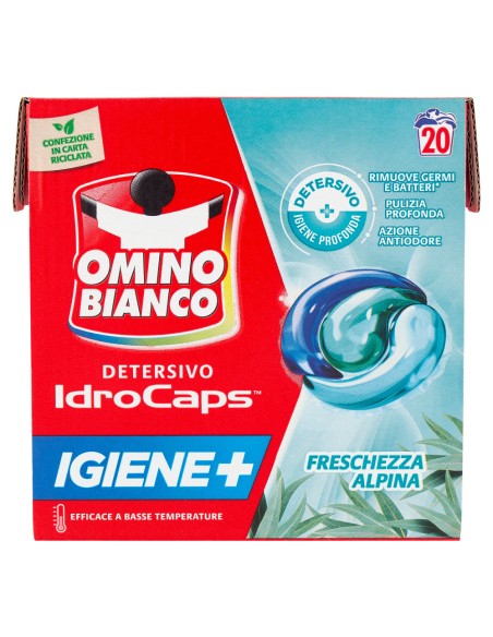 omino bianco idrocaps detersivo lavatrice - 20 caps - freschezza alpina: tuttocasashop.live: prodotti per bucato e tessuti