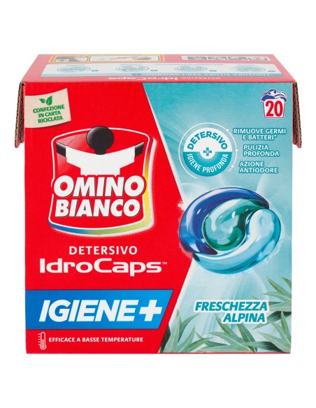 omino bianco idrocaps detersivo lavatrice - 20 caps - freschezza alpina: tuttocasashop.live: prodotti per bucato e tessuti