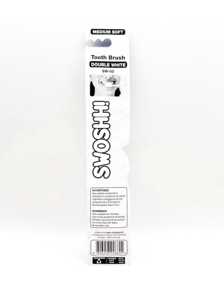 swoshh! spazzolino per igiene dentale - medio morbido - double white: tuttocasashop.live: igiene e cura della persona