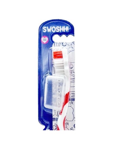 swoshh! spazzolino per igiene dentale - medio morbido - double white: tuttocasashop.live: igiene e cura della persona