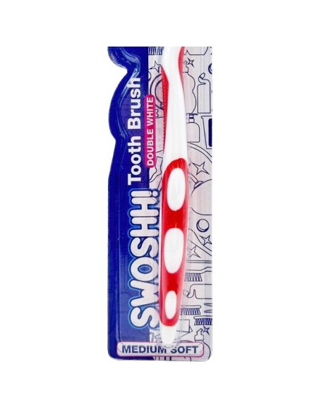 swoshh! spazzolino per igiene dentale - medio morbido - double white: tuttocasashop.live: igiene e cura della persona