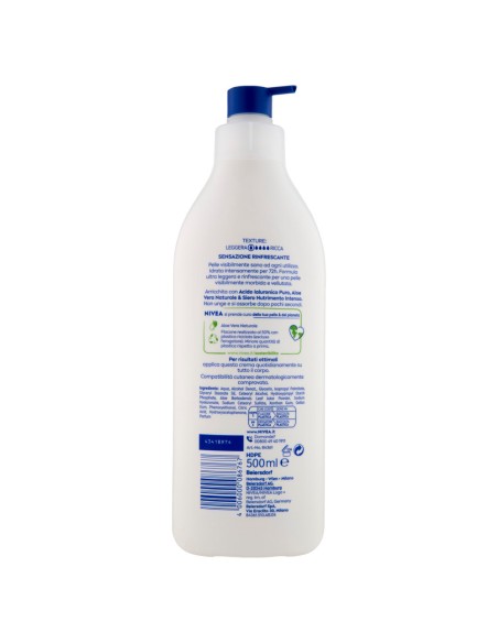 nivea body crema fluida corpo - 500ml - 72h idratante - aloe: tuttocasashop.live: igiene e cura della persona