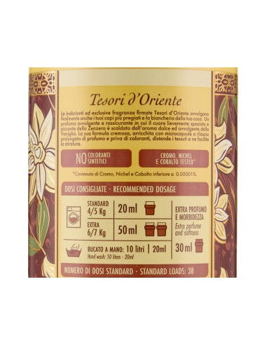 tesori d'oriente ammorbidente - 38 lavaggi 760ml - vaniglia e zenzero: tuttocasashop.live: prodotti per bucato e tessuti