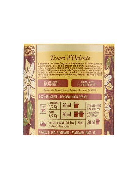 tesori d'oriente ammorbidente - 38 lavaggi 760ml - vaniglia e zenzero: tuttocasashop.live: prodotti per bucato e tessuti