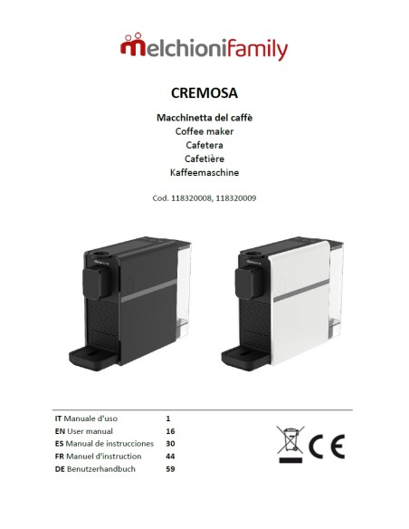 cremosa melchioni macchina caffe' 1400w - compatibile nespresso - nera: tuttocasashop.live: altro - bazar