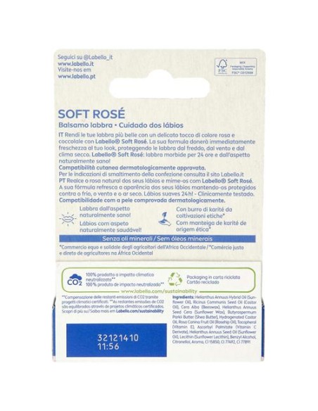 labello balsamo labbra - 5.5ml - 4.8g - soft rose: tuttocasashop.live: igiene e cura della persona