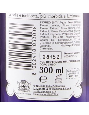 acqua distillata alle rose roberts - tonico rinfrescante - 300ml: tuttocasashop.live: igiene e cura della persona