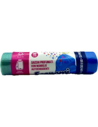 ecomi' 15 sacchi pattumiera 50x60cm azzurri profumati - maniglie legaveloce: tuttocasashop.live: pulizia e cura della casa