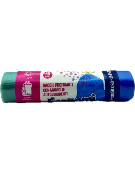 ecomi' 15 sacchi pattumiera 50x60cm azzurri profumati - maniglie legaveloce: tuttocasashop.live: pulizia e cura della casa