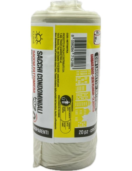 elios sacco rifiuti pattumiera 30 litri 50x60cm 20 pezzi - trasparenti: tuttocasashop.live: pulizia e cura della casa