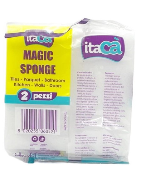 itaca' gomma magica - 2 pezzi - spugna magica per piastrelle parquet bagno: tuttocasashop.live: pulizia e cura della casa