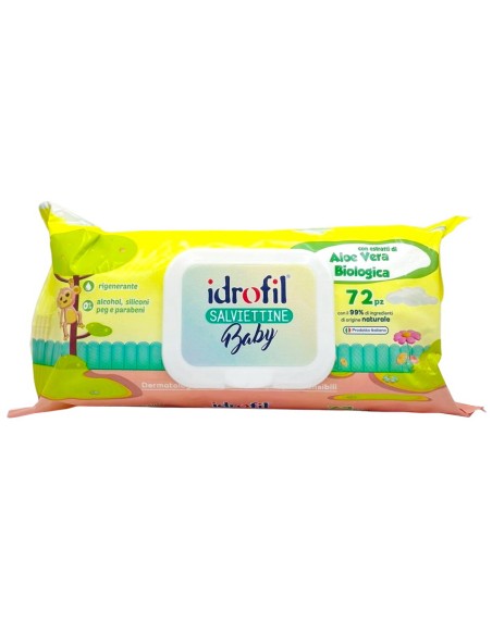 idrofil salviettine imbevute - 72 pezzi - apertura pop-up - aloe biologico: tuttocasashop.live: igiene e cura della persona