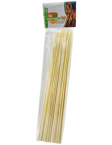 itaca' spiedini in legno di bamboo - 25cm - 50 pezzi: tuttocasashop.live: carta & monouso