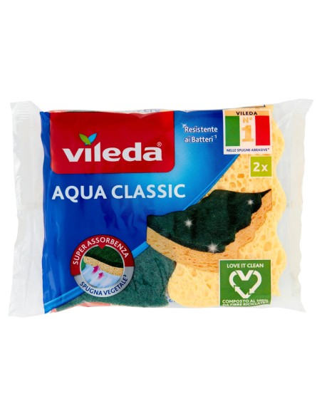 vileda aqua classic spugne con abrasivo - 2 pezzi: tuttocasashop.live: pulizia e cura della casa