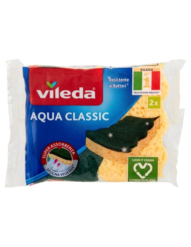 vileda aqua classic spugne con abrasivo - 2 pezzi: tuttocasashop.live: pulizia e cura della casa