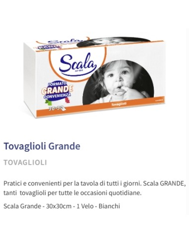 scala grande convenienza tovaglioli monovelo - 30x30cm - 160 pezzi: tuttocasashop.live: carta & monouso