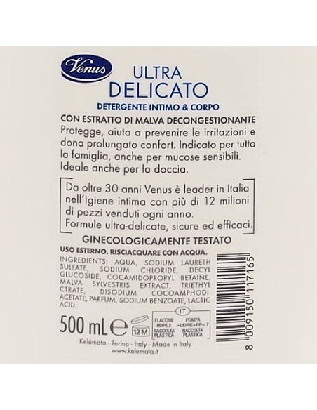venus detergente intimo e corpo - maxi 500ml - ultra delicato - malva: tuttocasashop.live: igiene e cura della persona