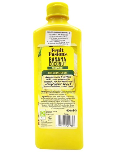 fruit fusions shampoo 600ml - idratante - banana e coconut - capelli secchi: tuttocasashop.live: igiene e cura della persona