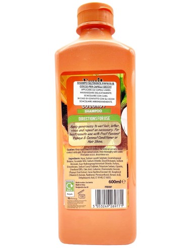 fruit fusions shampoo 600ml - nutriente - papaya e coconut - capelli secchi: tuttocasashop.live: igiene e cura della persona