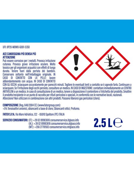 ace candeggina piu' +denso - 2500ml - fresco profumo - casa e bucato: tuttocasashop.live: prodotti per bucato e tessuti