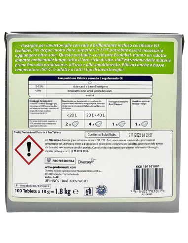 svelto professional - 100 tabs lavastoviglie - tutto in 1 - h.a.c.c.p.: tuttocasashop.live: pulizia e cura della casa