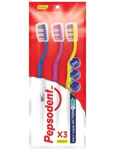 pepsodent spazzolino daily triple clean - 3 pezzi - setole medie: tuttocasashop.live: igiene e cura della persona