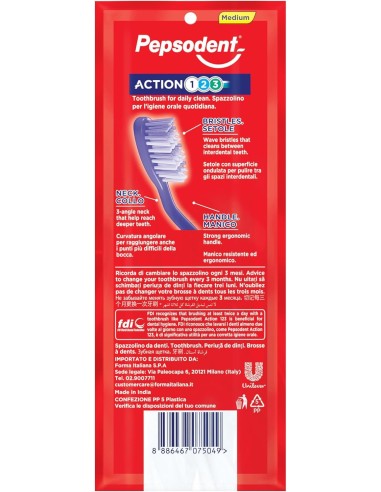 pepsodent spazzolino daily triple clean - 3 pezzi - setole medie: tuttocasashop.live: igiene e cura della persona