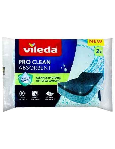 vileda pro clean spugne con abrasivo - 2 pezzi - viscosa: tuttocasashop.live: pulizia e cura della casa
