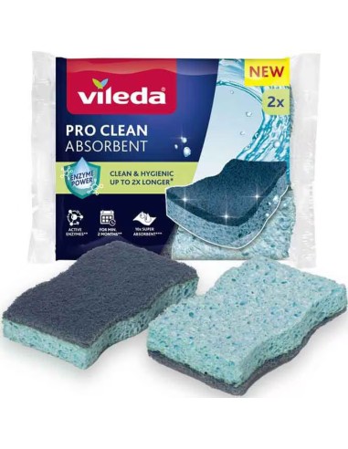 vileda pro clean spugne con abrasivo - 2 pezzi - viscosa: tuttocasashop.live: pulizia e cura della casa