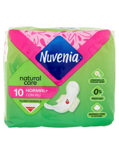 nuvenia natural care assorbenti - 10 pezzi - con ali: tuttocasashop.live: igiene e cura della persona