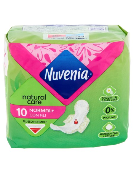 nuvenia natural care assorbenti - 10 pezzi - con ali: tuttocasashop.live: igiene e cura della persona