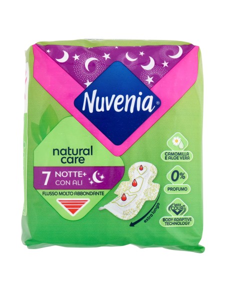 nuvenia natural care assorbenti - 7 pezzi - notte con ali: tuttocasashop.live: igiene e cura della persona