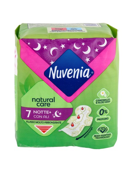 nuvenia natural care assorbenti - 7 pezzi - notte con ali: tuttocasashop.live: igiene e cura della persona