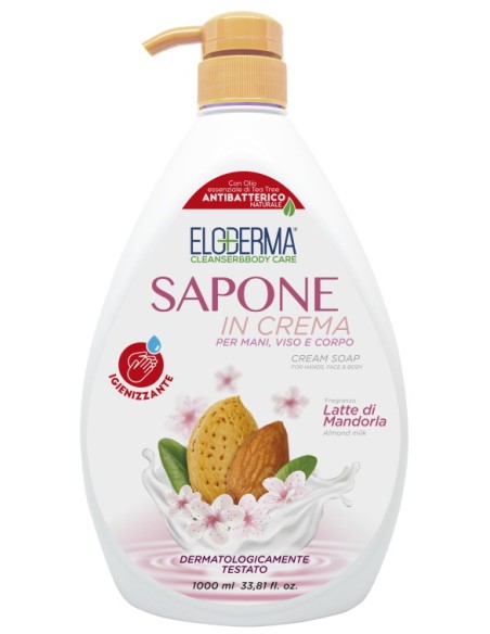eloderma sapone in crema mani viso e corpo - 1 litro - latte di mandorla: tuttocasashop.live: igiene e cura della persona