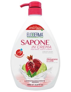 eloderma sapone in crema mani viso e corpo - 1 litro - melograno e lime: tuttocasashop.live: igiene e cura della persona