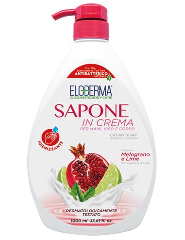 eloderma sapone in crema mani viso e corpo - 1 litro - melograno e lime: tuttocasashop.live: igiene e cura della persona