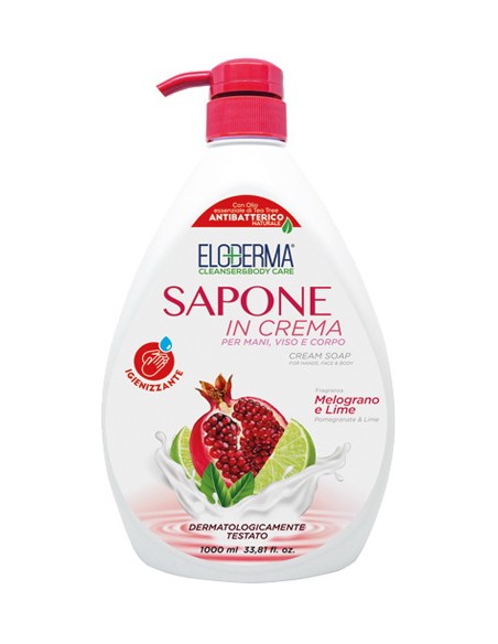 eloderma sapone in crema mani viso e corpo - 1 litro - melograno e lime: tuttocasashop.live: igiene e cura della persona
