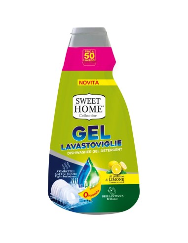 sweet home gel lavastoviglie - 1 litro - limone - brillantezza zero residui: tuttocasashop.live: pulizia e cura della casa