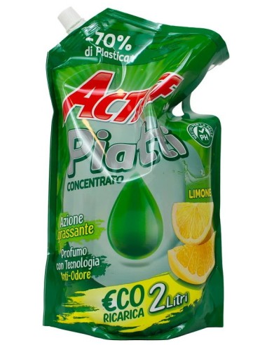 actiff detergente piatti concentrato - 2 litri - ecoricarica - limone: tuttocasashop.live: pulizia e cura della casa