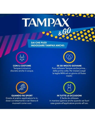 tampax &go assorbenti interni - 18 tamponi - super: tuttocasashop.live: igiene e cura della persona